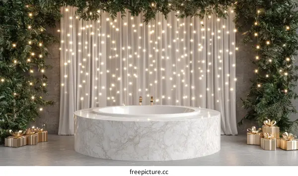 Modern Christmas Spa Bathroom Scene