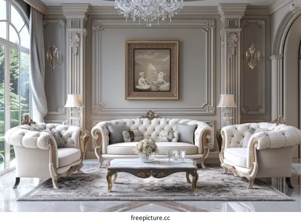 Luxury Living Room Interior Design with Exquisite Furniture