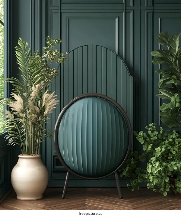 Green Room Interior Design with Speaker and Plants
