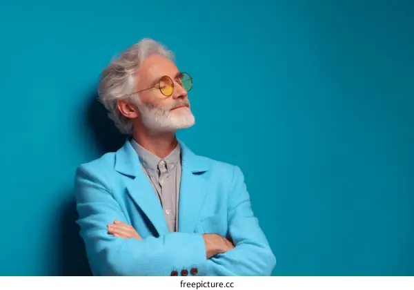 Stylish Senior Man in a Vibrant Blue Jacket