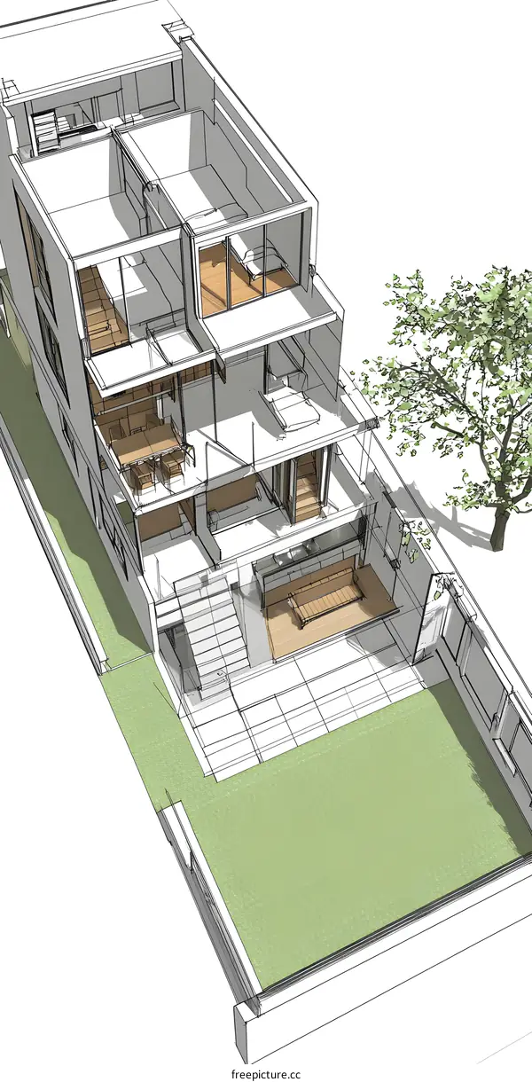 Modern House Floor Plan Design Interior And Exterior Sketch