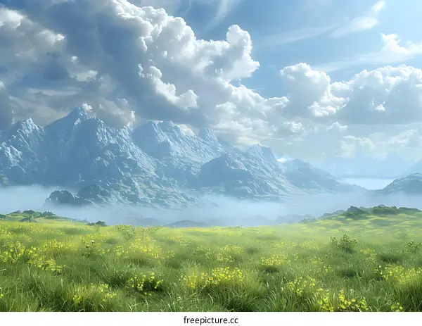 Fantasy landscape with mountains and hills