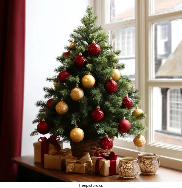 Small Christmas Tree with Decorations and Gifts