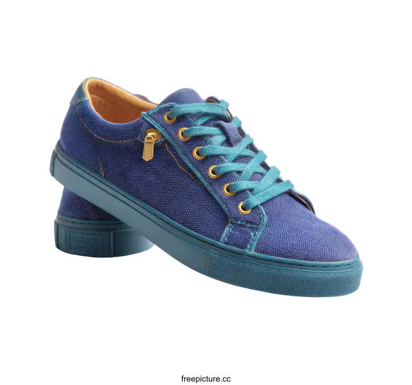 [Transparent Background PNG]Pair of Indigo Blue Canvas Sneakers