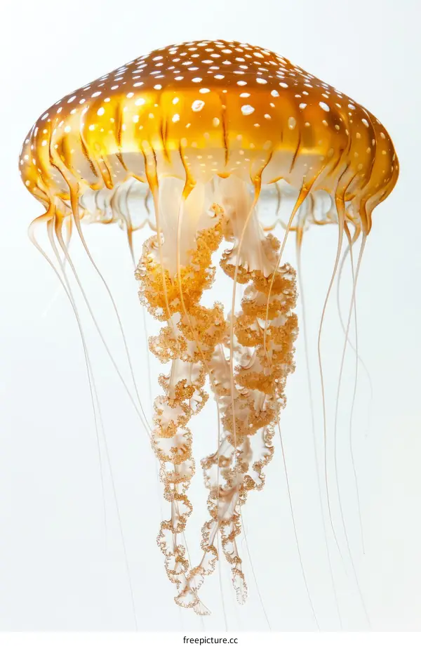 A beautiful jellyfish with long, trailing tentacles