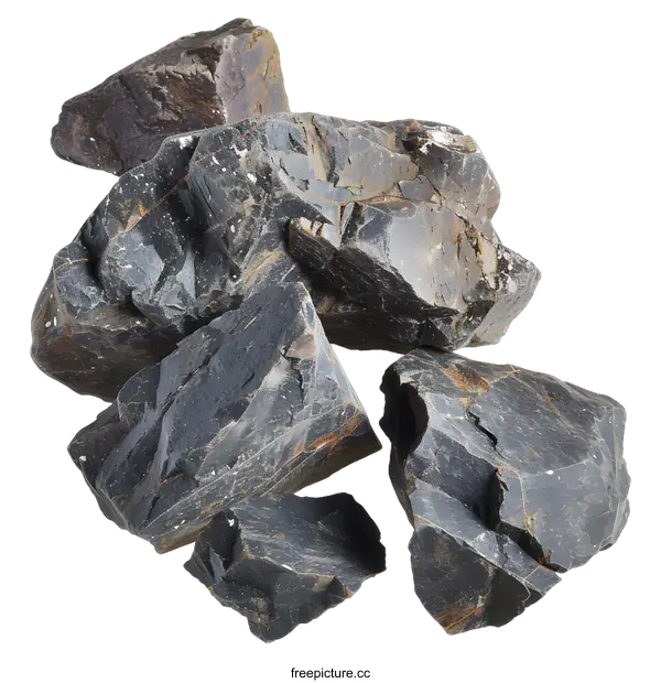 [Transparent Background PNG]Black Obsidian Crystals On White Background
