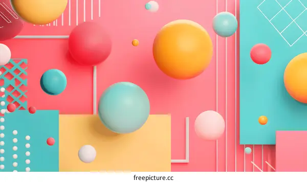 Abstract Colorful Geometric Background With Balls