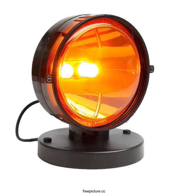 [Transparent Background PNG]Amber Safety Light with Base and Cord