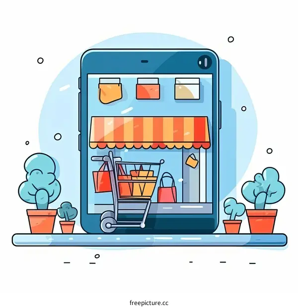 Smartphone Online Shopping Illustration