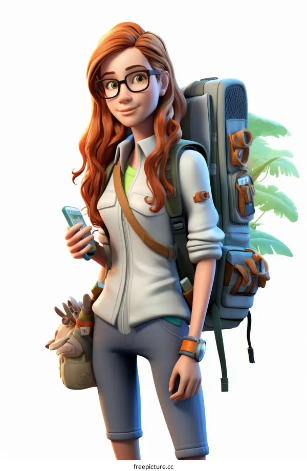 Female Photographer with Bag and Glasses