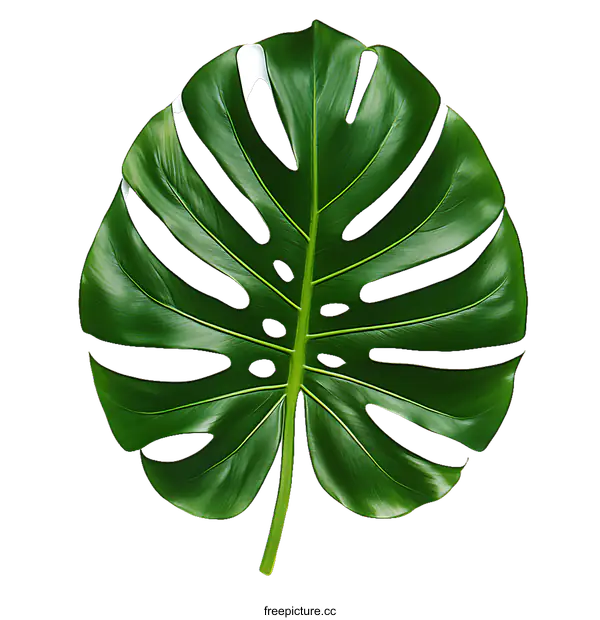 [Transparent Background PNG]Closeup Image of a Monstera Leaf
