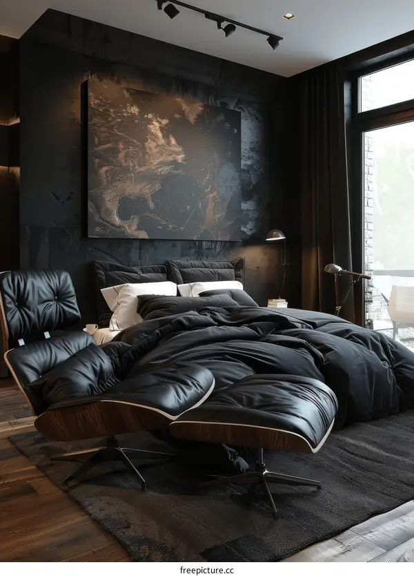 Modern Dark Bedroom Interior Design Illustration