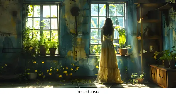 girl standing in front of the window