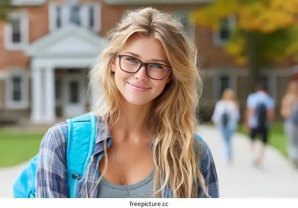 Young Woman Student at College Campus