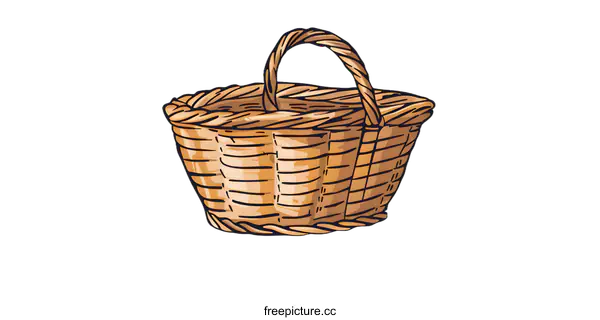 [Transparent Background PNG]Hand Drawn Illustration of a Wicker Basket