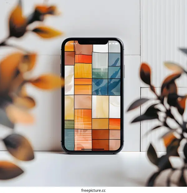 Colorful Abstract Geometric Pattern on Smartphone Screen