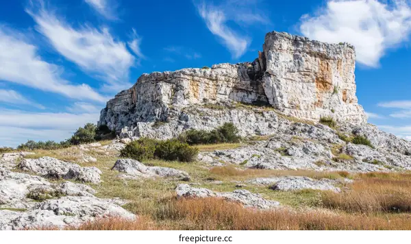 Majestic Rocky Outcrop Under a Clear Sky