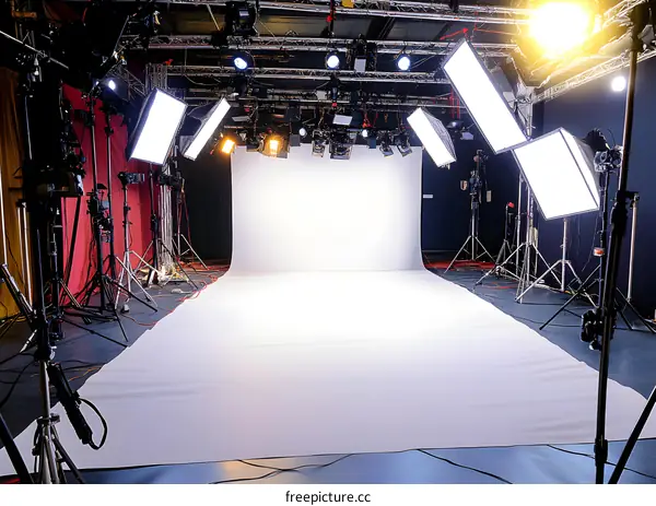 Empty Photography Studio With Lighting Equipment