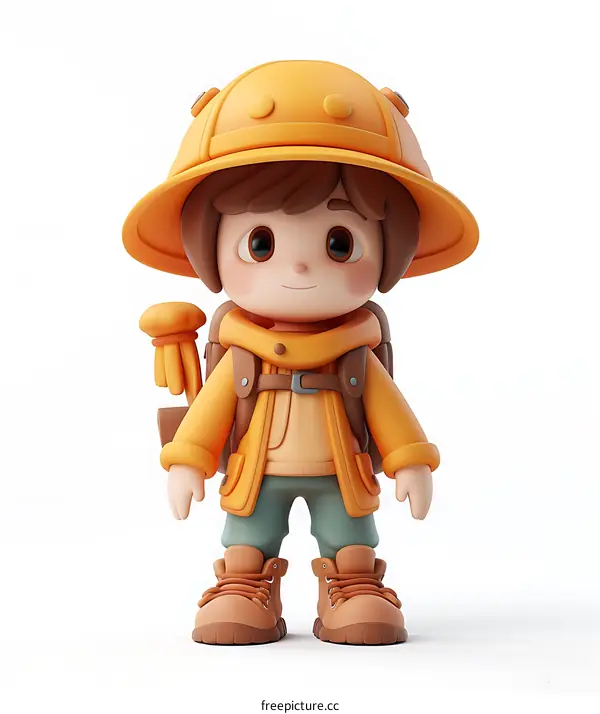 3D illustration of a cheerful explorer boy ready for an adventure