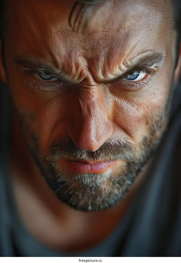 Close-up Portrait of a Serious Man