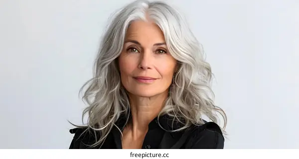 Portrait of a confident mature woman with gray hair