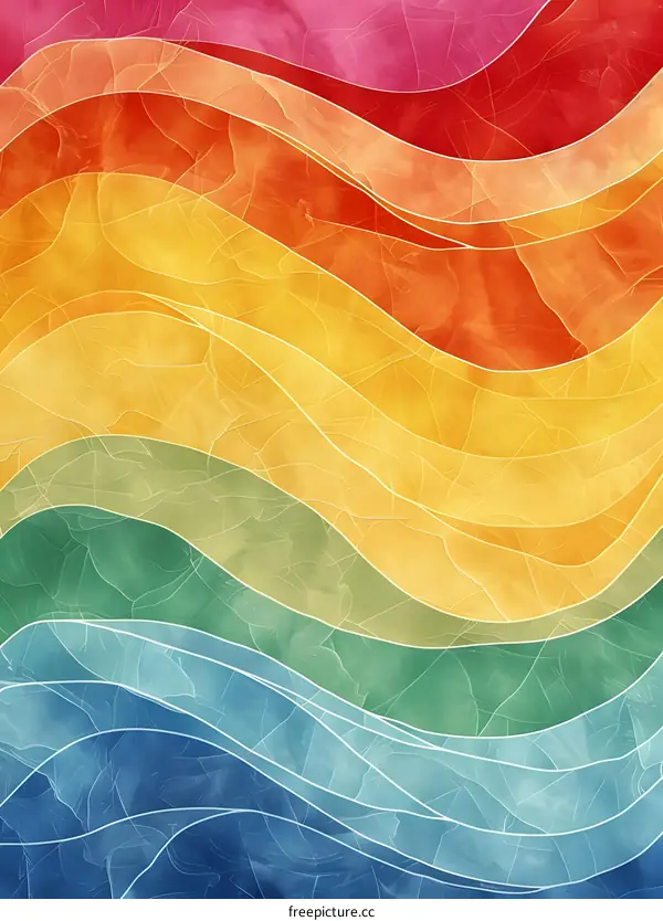 Colorful abstract painting with wavy brush strokes