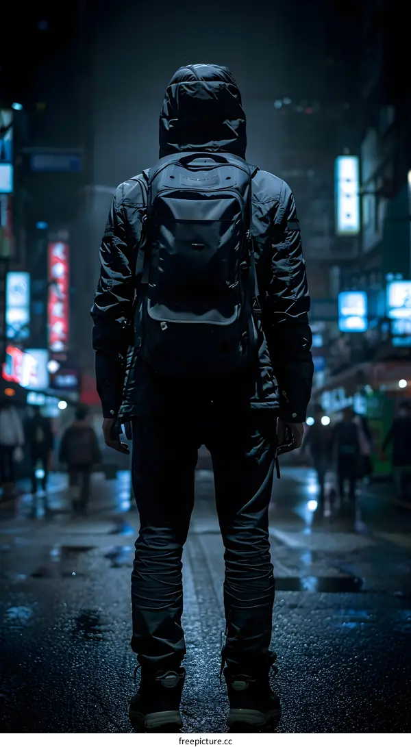 Lonely Man Walking in the Night City