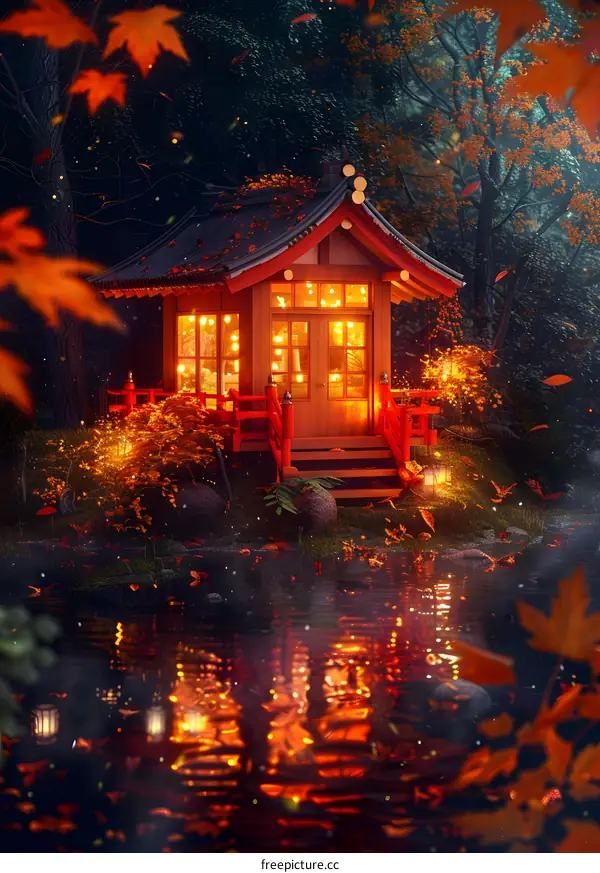 Enchanted Autumn Cabin by the Lake