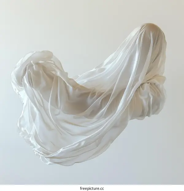 White silk draped in the air