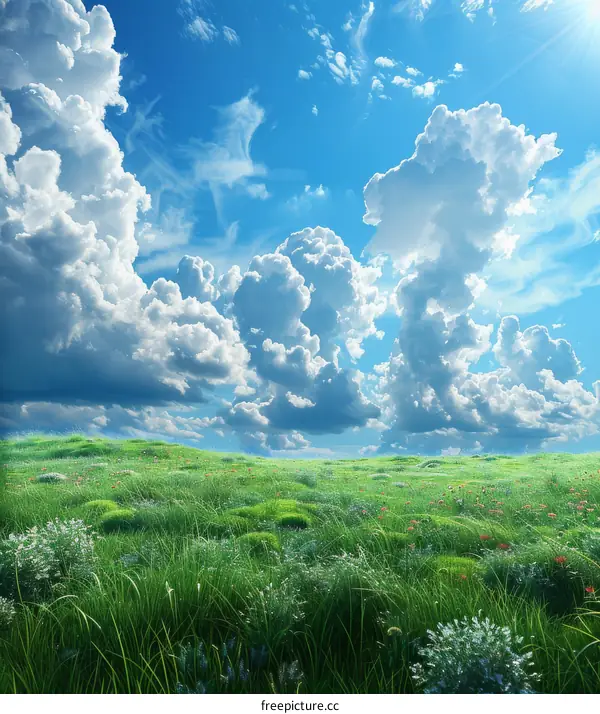 Verdant Prairie Under a Blue Sky