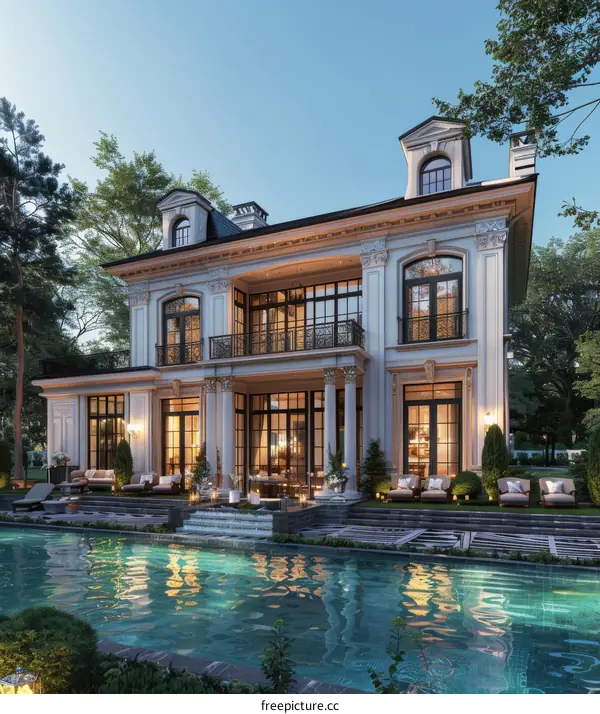 Luxury Mansion with Pool Exterior Design