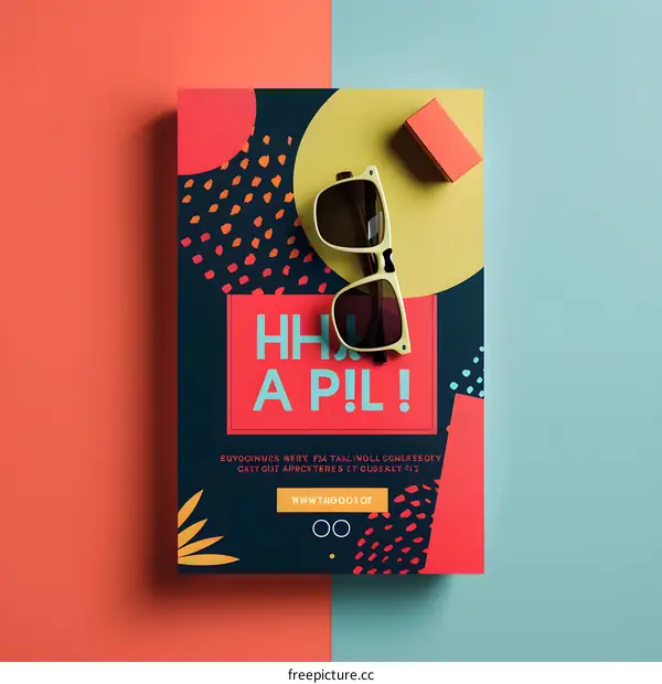 Happy April, Colorful Pattern Sunglasses and Geometric Shapes