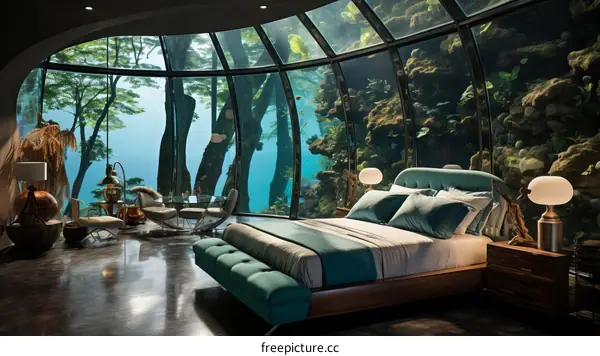 Futuristic Underwater Bedroom Interior Design Concept