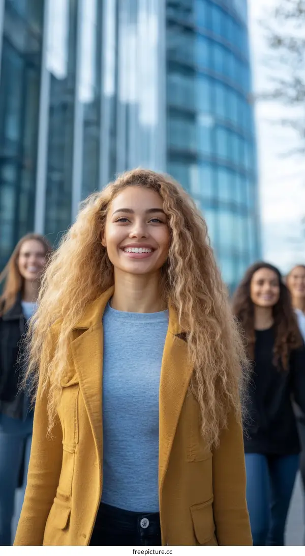 Smiling Diverse Group of Women in Urban Setting