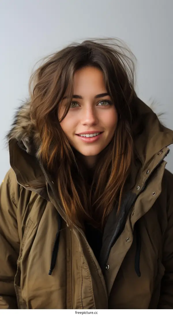 Portrait of a young woman in a winter coat