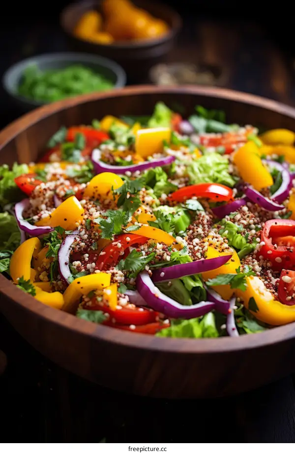 Colorful and Healthy Salad with Fresh Vegetables
