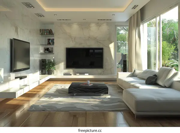 Modern and minimalist living room interior design