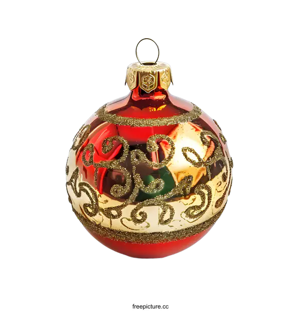 [Transparent Background PNG]Red and Gold Christmas Ornament