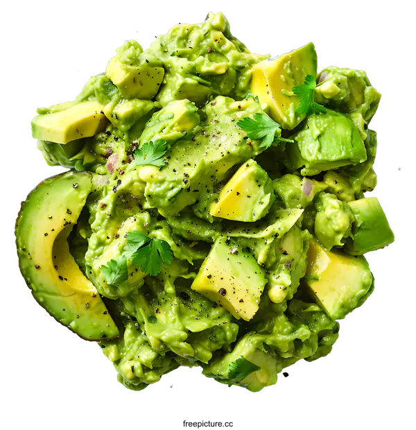 [Transparent Background PNG]Fresh guacamole with parsley on white background
