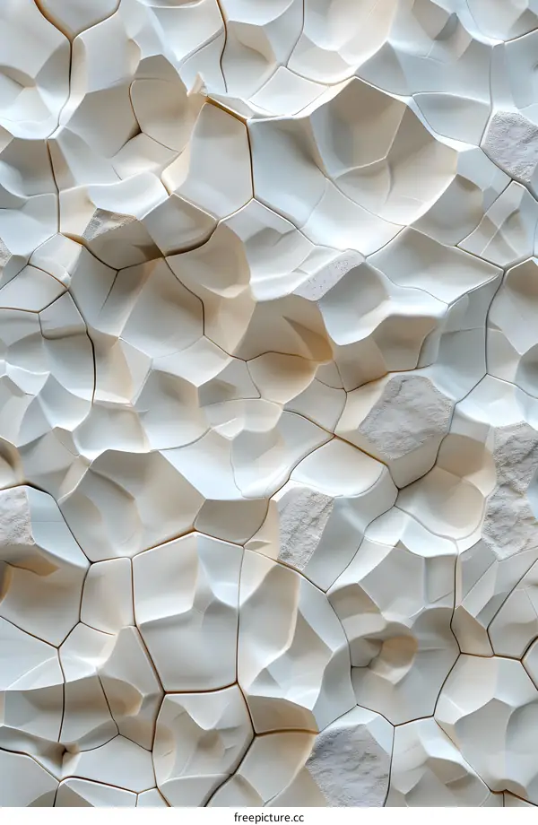 Interior Design White Rock Wall 3D Textured Carving