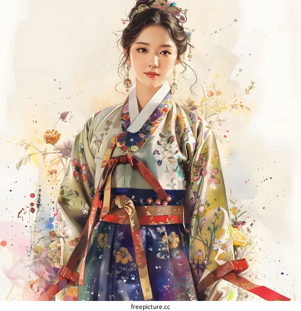 A beautiful Korean woman in traditional dress