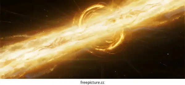 Energetic Cosmic Beam with Glowing Ring Structures in Space