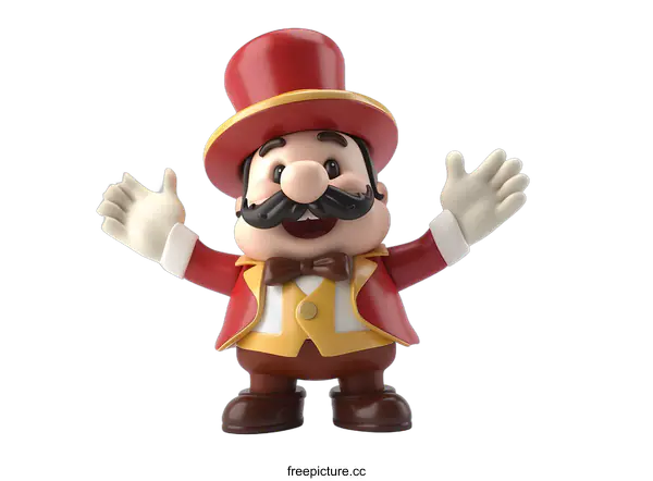 [Transparent Background PNG]3d illustration of a cartoon circus ringmaster