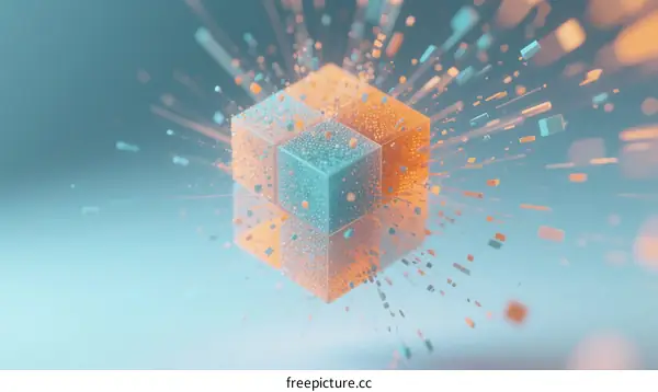 Abstract 3D Cubes with Particles and Dynamic Motion