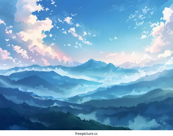 Blue Mountains Landscape Digital Painting