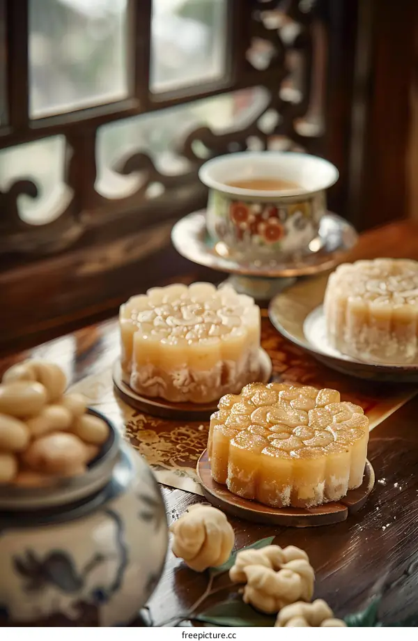 Chinese Traditional Pastry Flower Shaped  Sweet Dessert