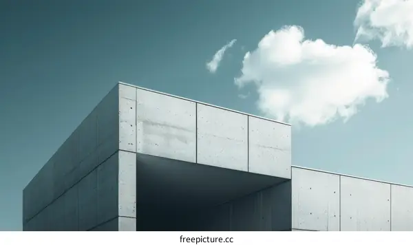 Minimalist Concrete Architecture Against Blue Sky