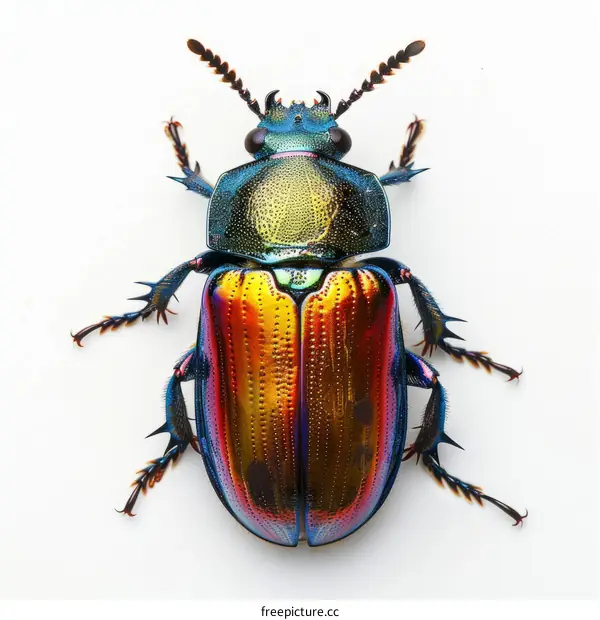 A Jewel Scarab Beetle Isolated on White Background