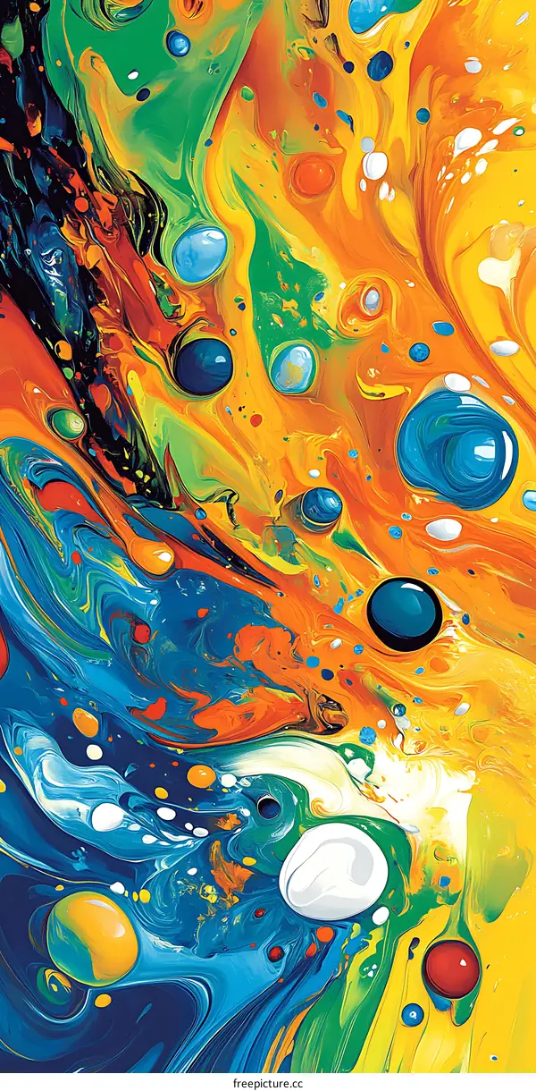 Abstract Swirling Colorful Paint