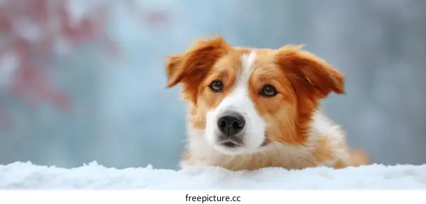 Winter Snow Landscape with a Dog